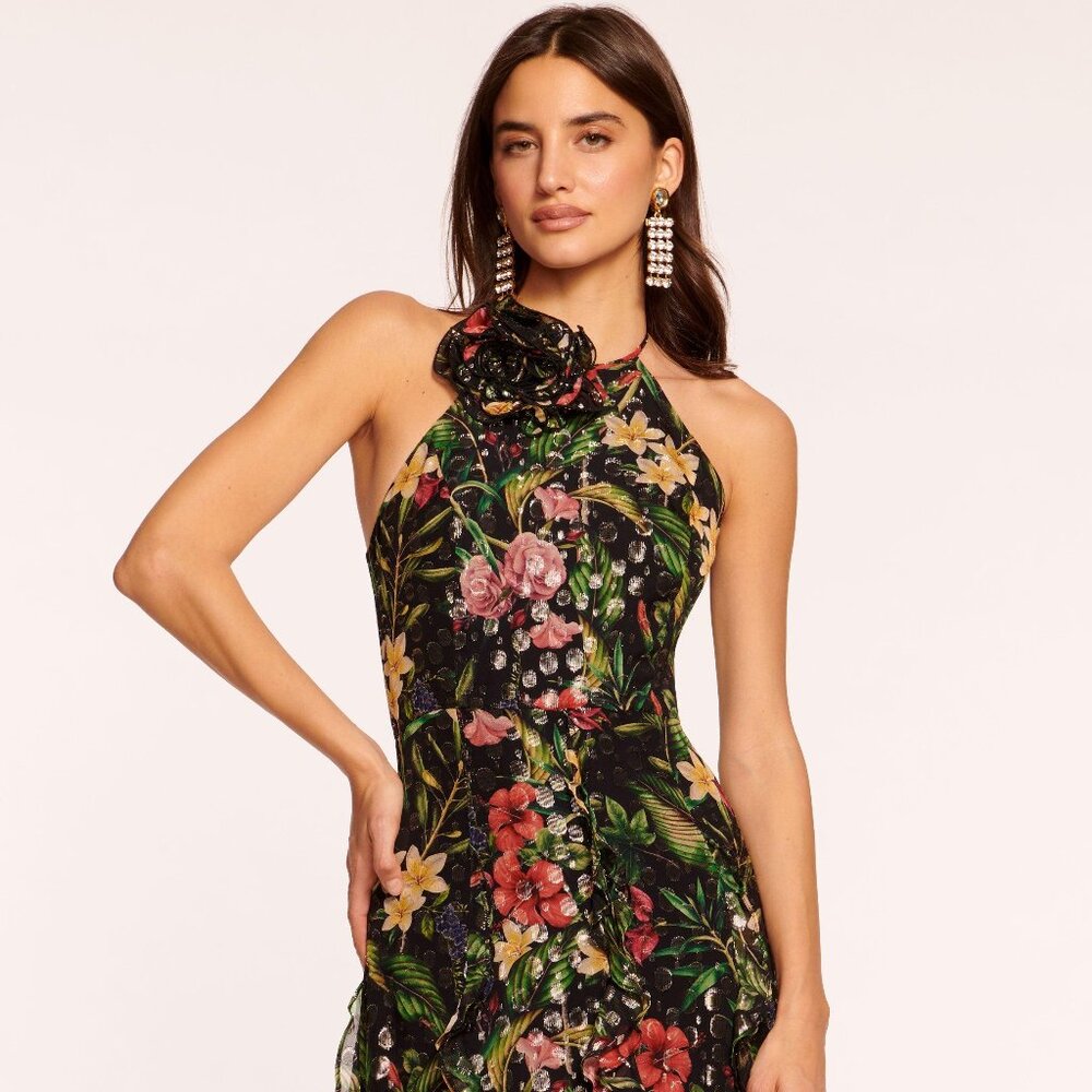 Ramy Brook Idella Ruffle Halter Gown